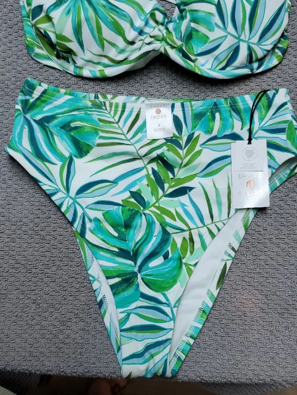 Shade & Shore Green White Tropical Leaf Underwire Bikini